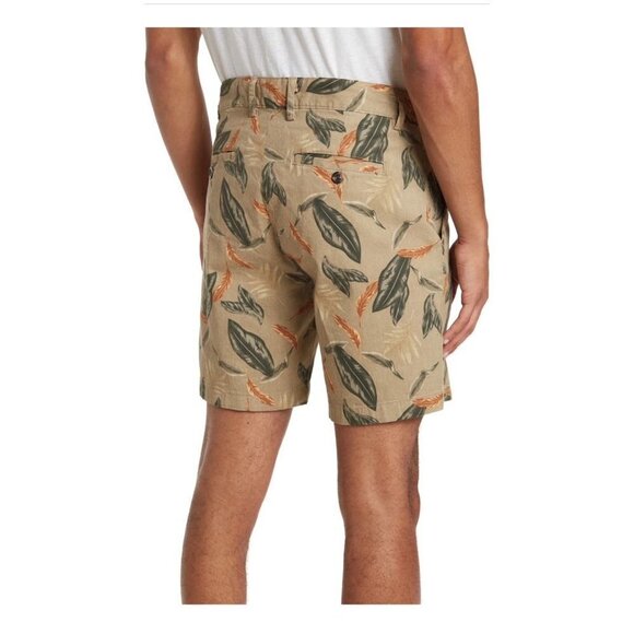 Slate Stone Mens Khaki Green Tropical Leaf Print Cotton Pockets Shorts Sz 30 New - Picture 3 of 7